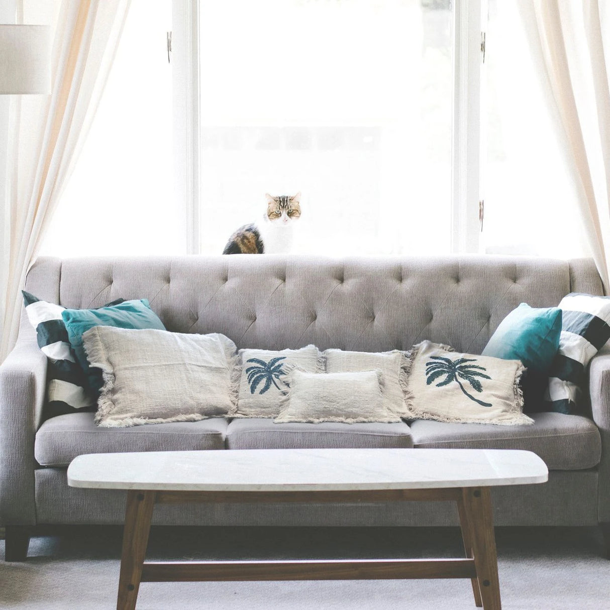 Linen Cushion Cover 45x45cm with fringe