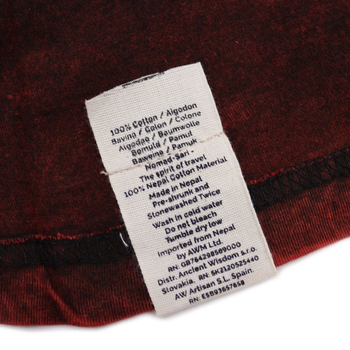 Nomad Sari Stonewashed Cotton T-Shirt Mandala Maroon Large