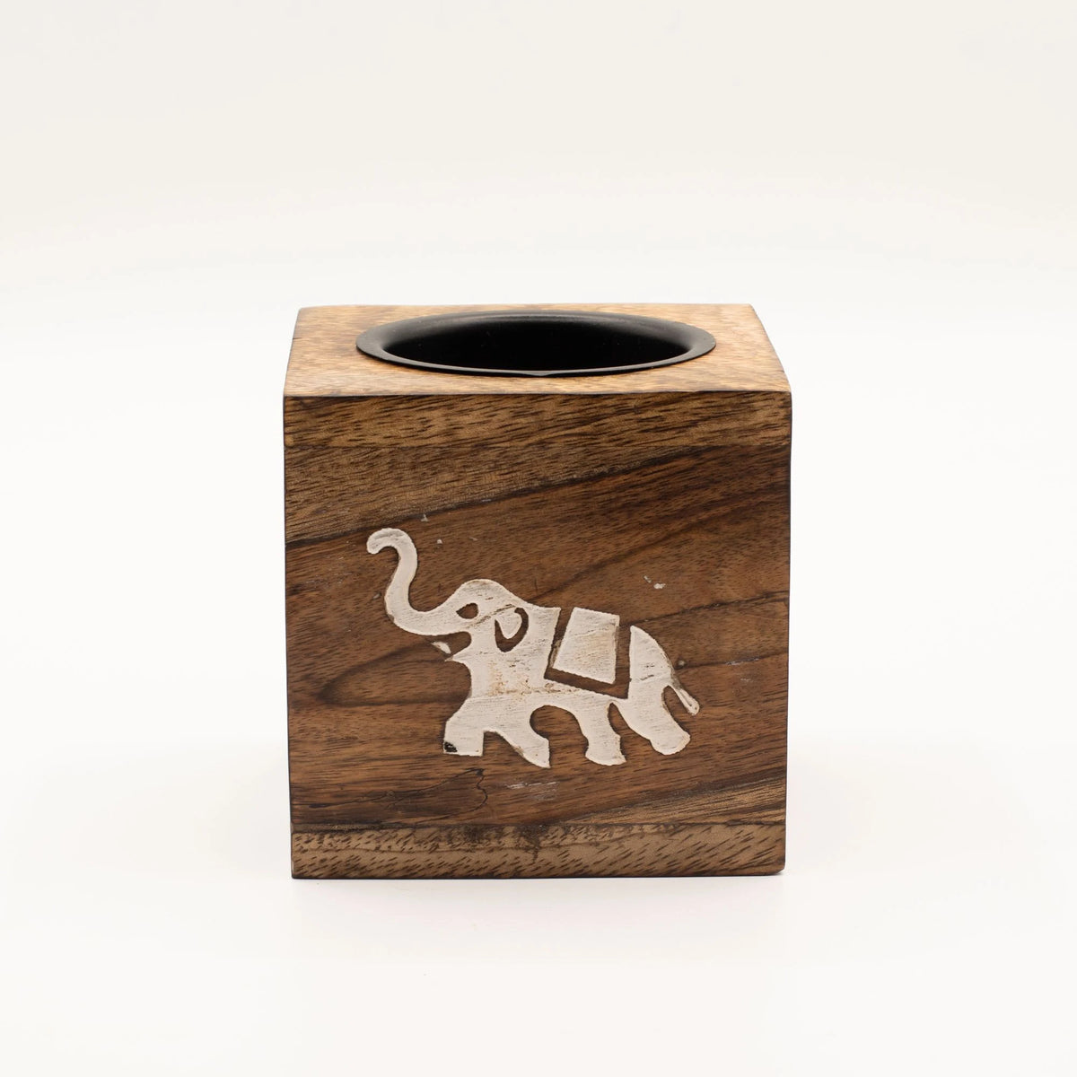 Square Mango Wood Oil Burner - Elephant