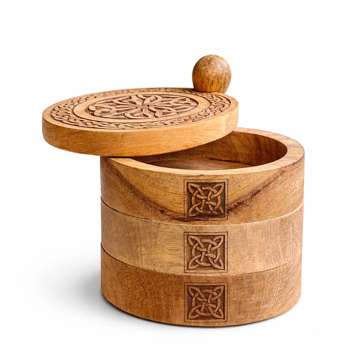 Celtic Carved 3 Tier Revolving Box