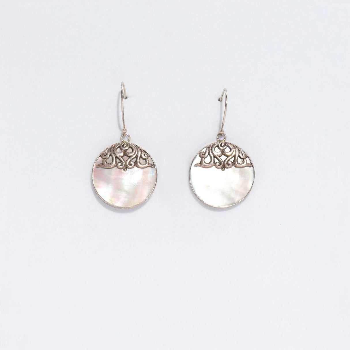 Shell & Silver Earrings - Classic Disc - MOP