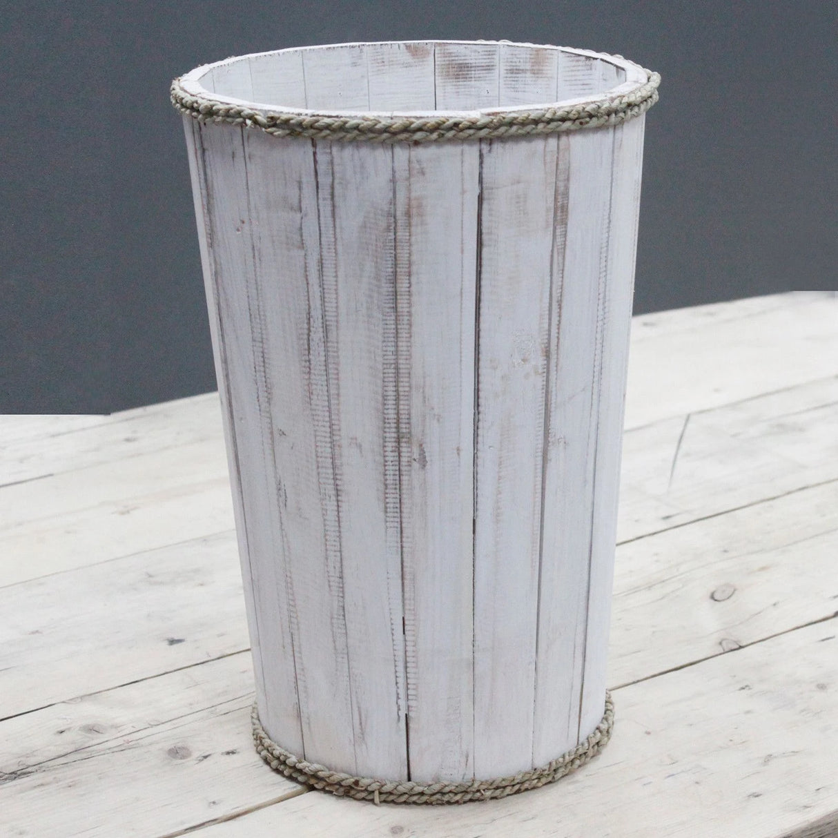 Name Large Wooden Storage Tub Whitewash