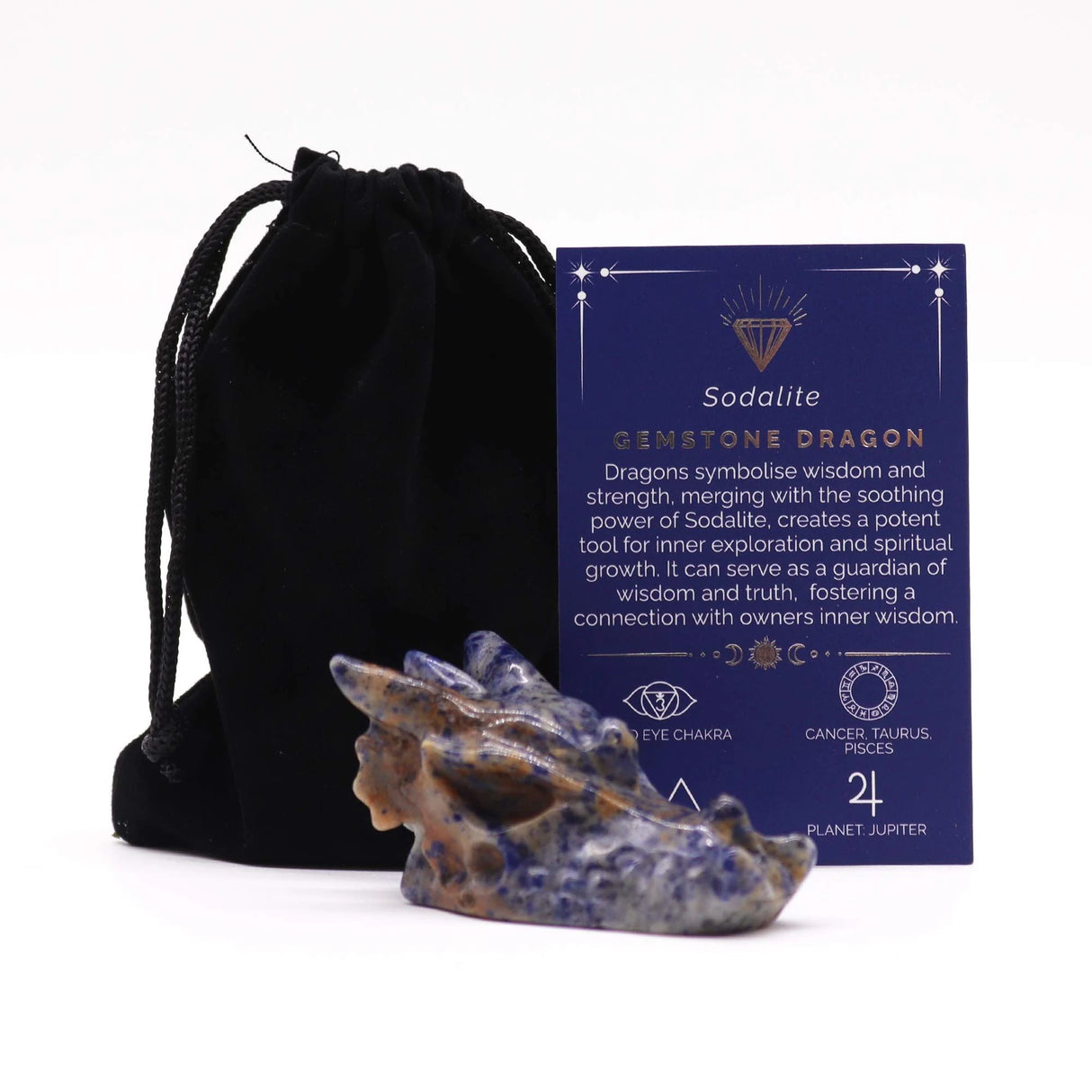 Gemstone Large Dragon Head- Sodalite