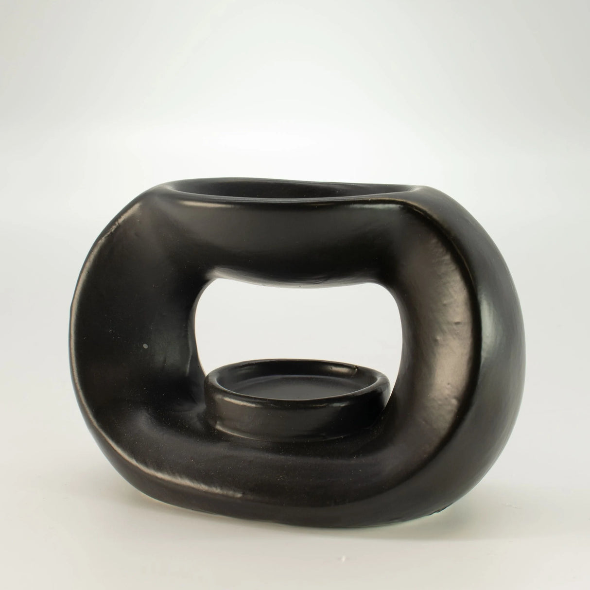 Ceramic Zen Oil Burner - Oval Pebble - Matt Black