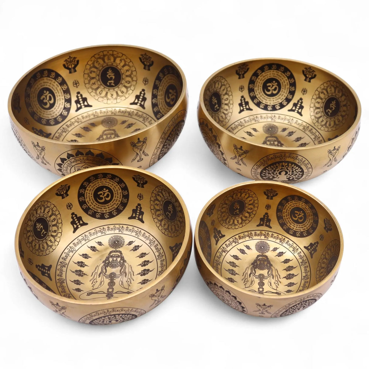 Pure Brass Etched Yogi - Set of 4 - Approx 3.85kg