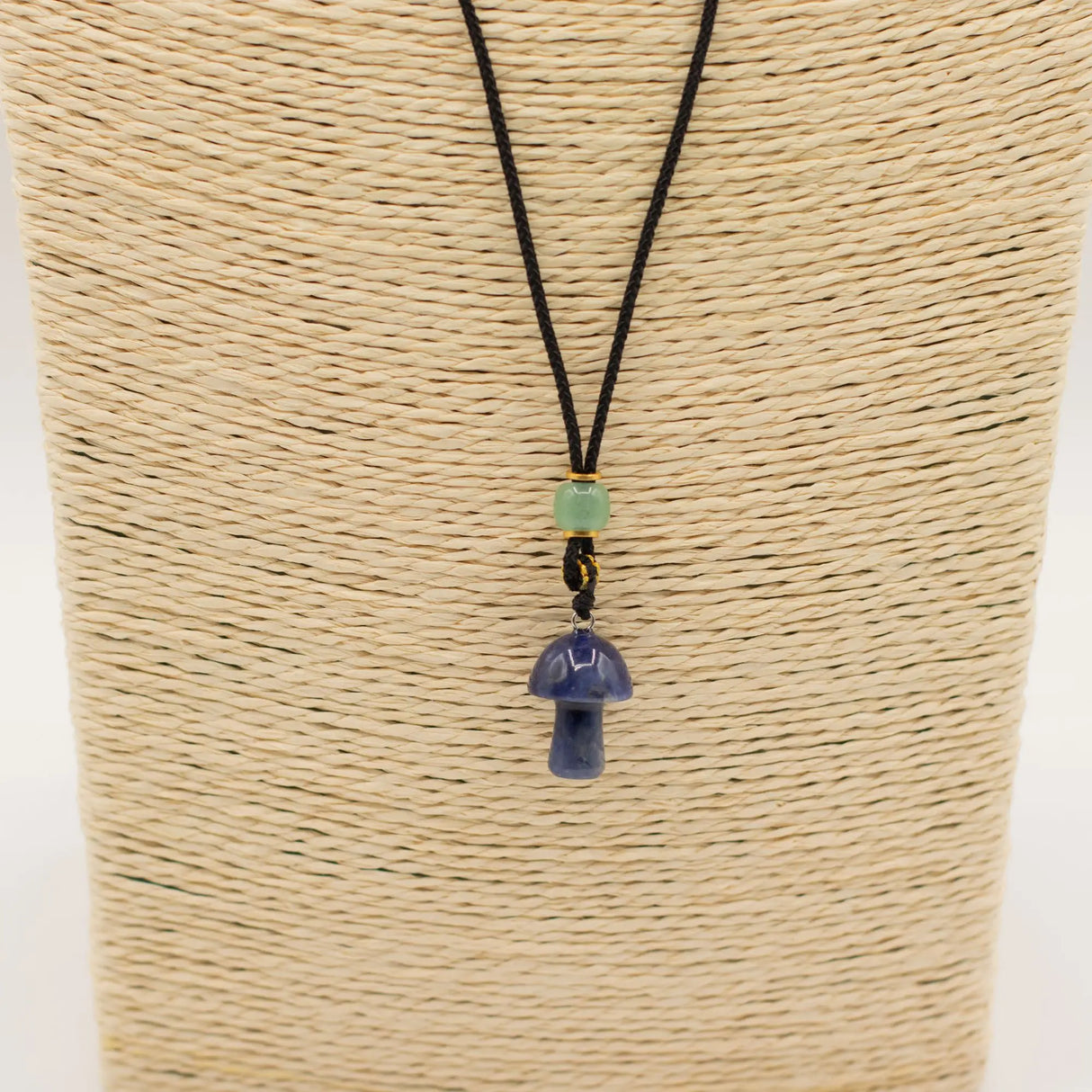 Cord Necklace Gemstone Pendant - Sodalite Mushroom