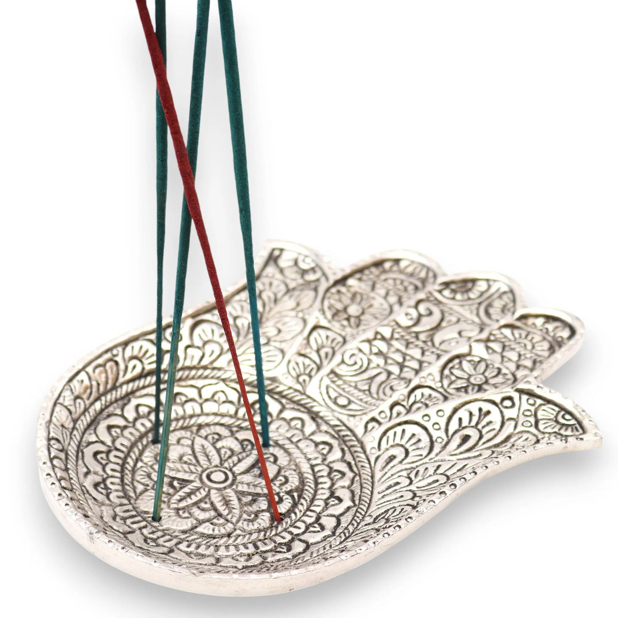Polished Aluminium Lrg Hamsa Incense Holder