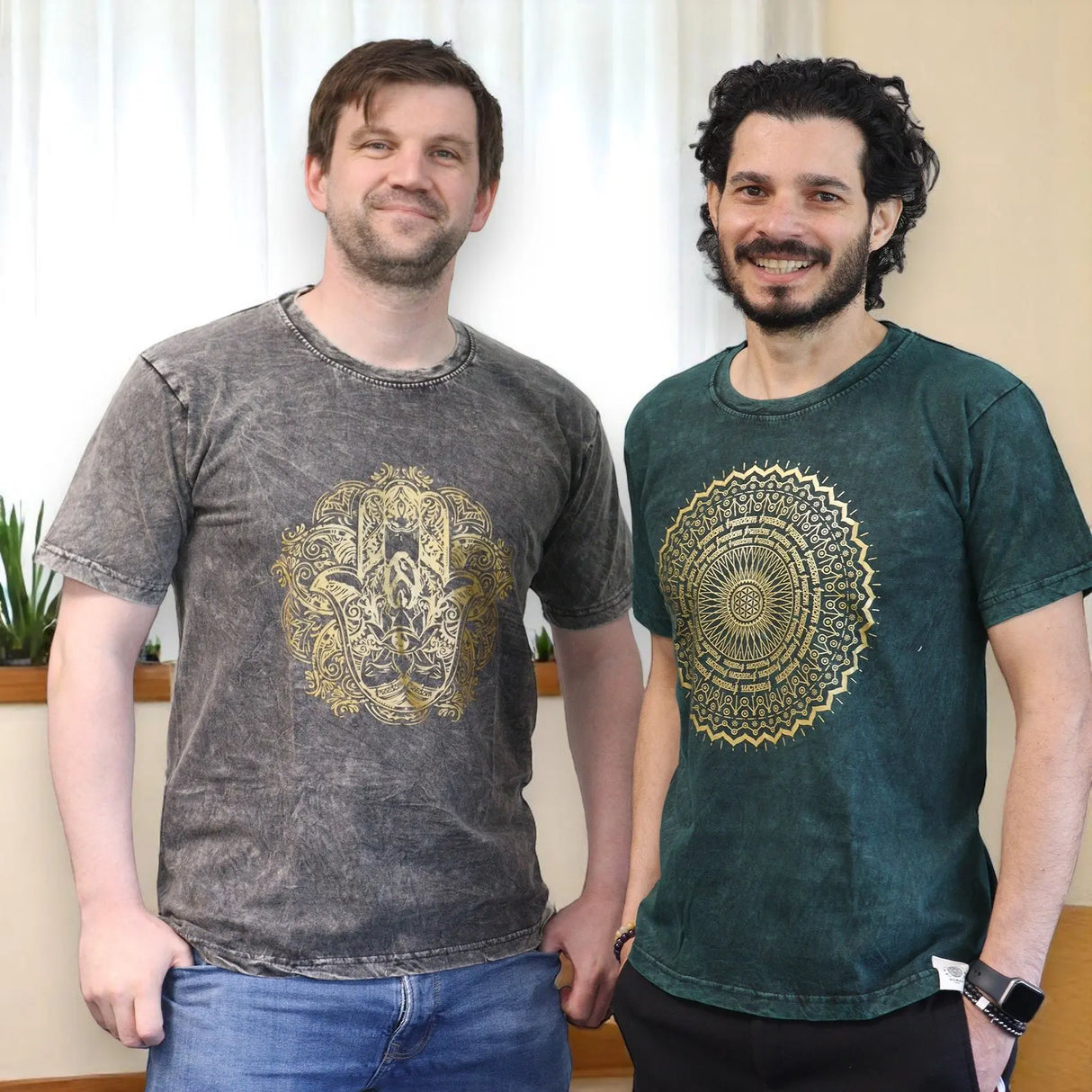 Nomad Sari Stonewashed Cotton T-Shirt Hamsa Dark Grey Medium