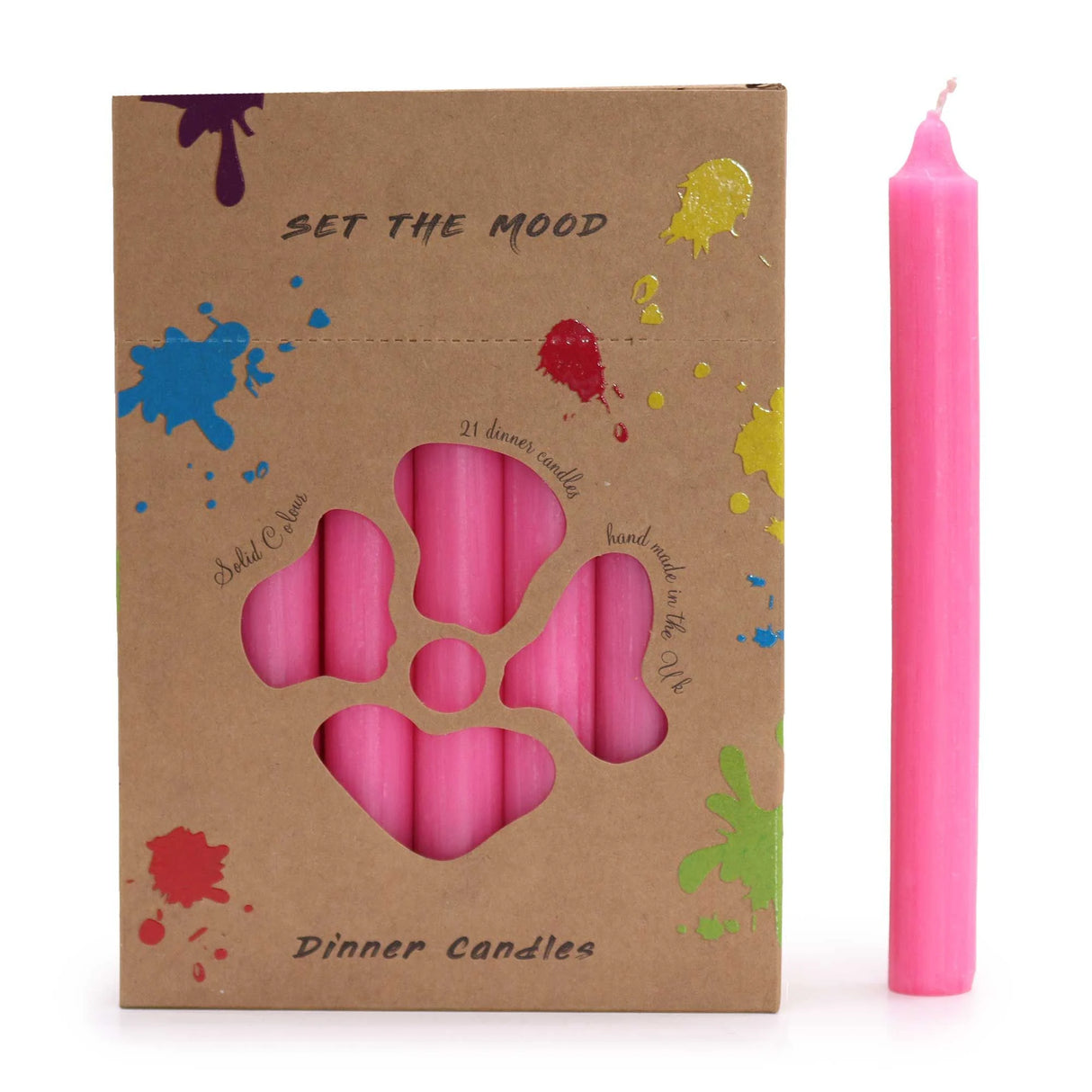 Solid Colour Dinner Candle Set - Pack of 21 - Rustic Deep Pink