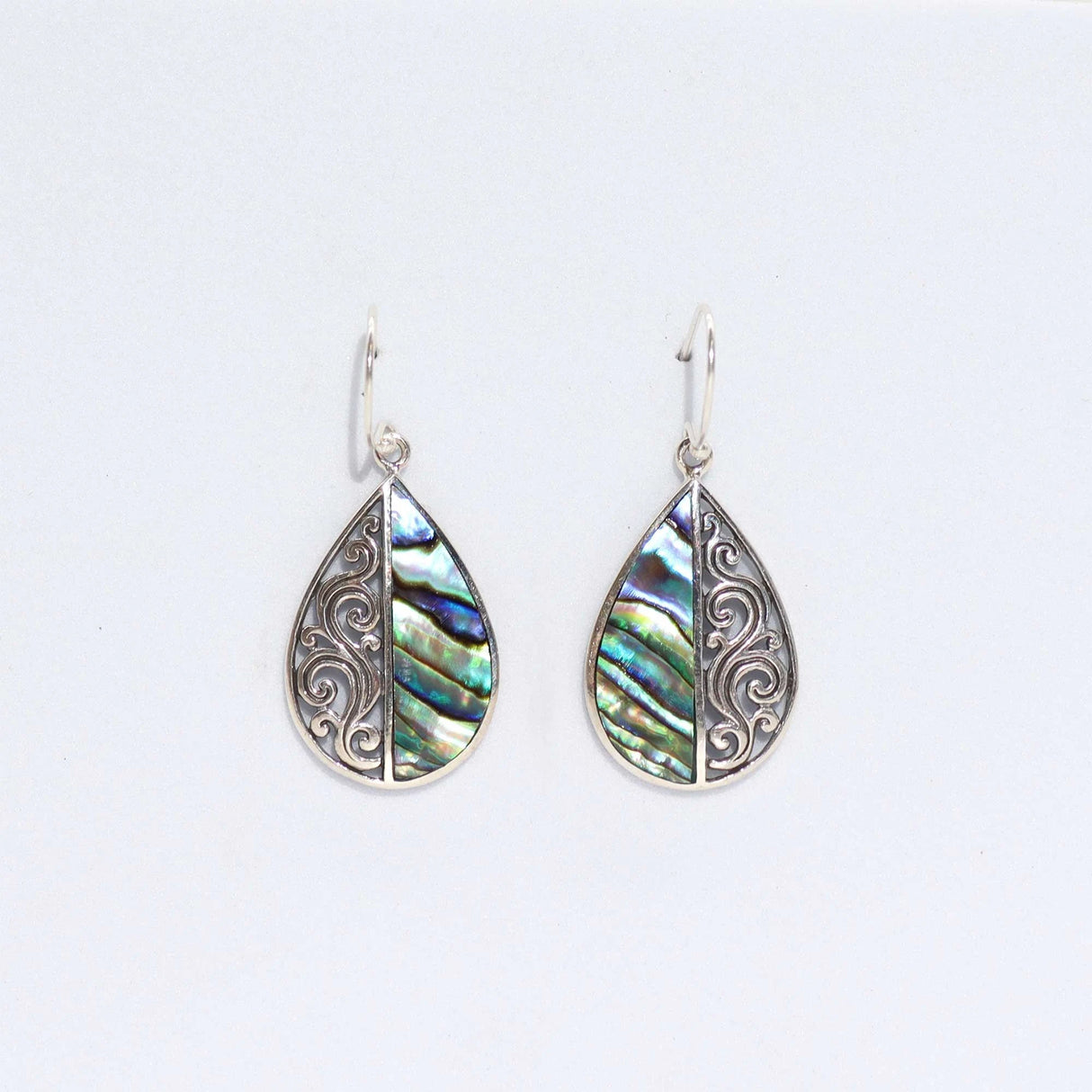 Shell & Silver Earrings - Teardrop- Abalone