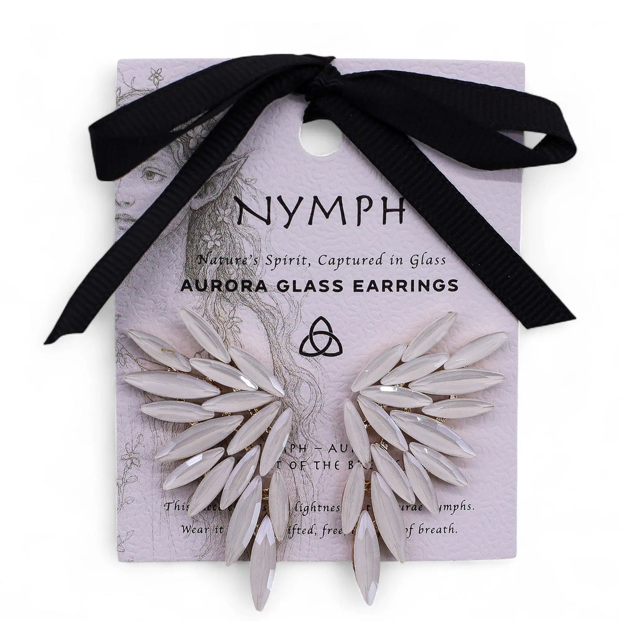 Pearl - Vintage Glass - Angel Wings - Earrings