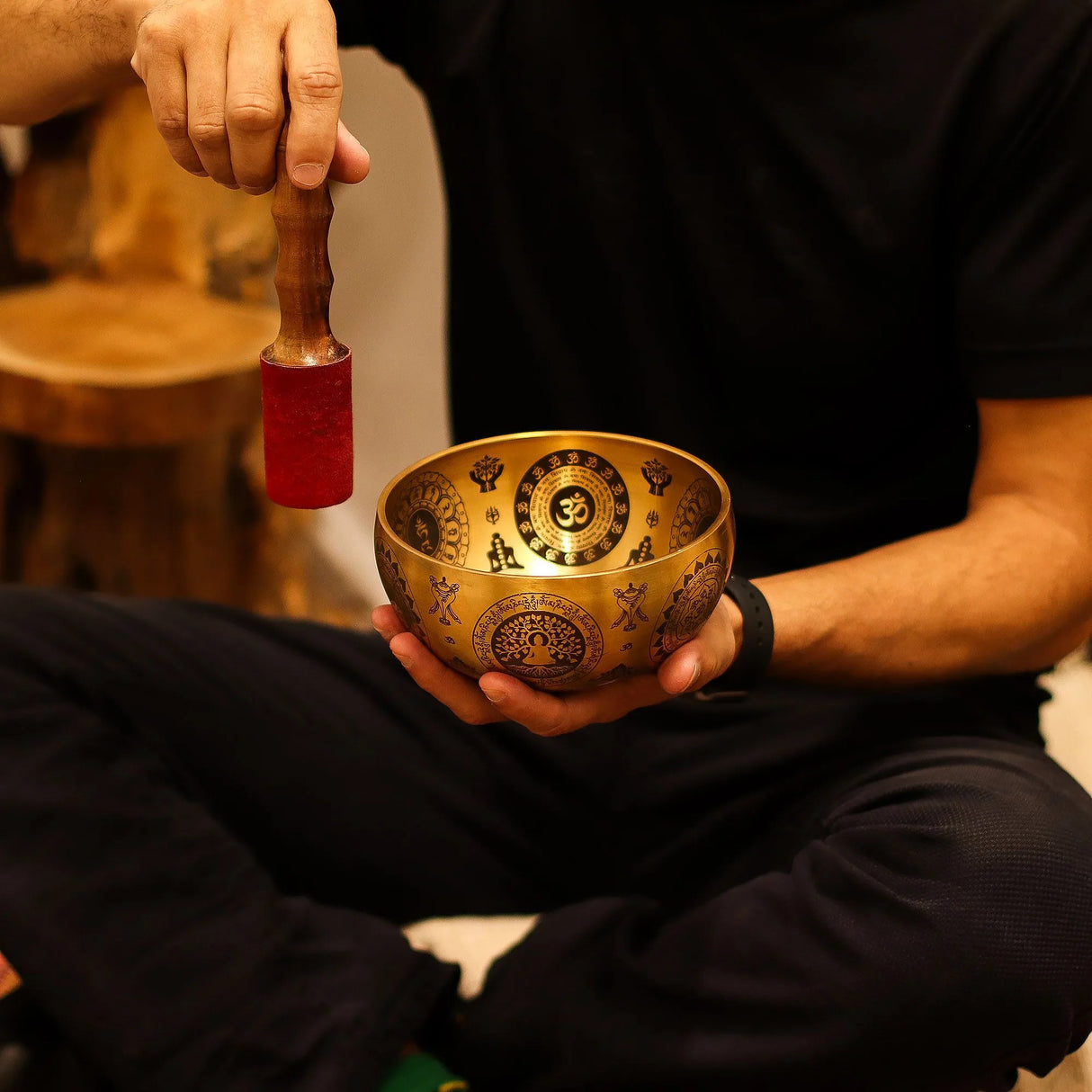 Pure Brass Etched Yogi - Set of 4 - Approx 3.85kg