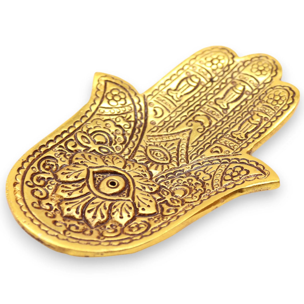 Gold Aluminium Small Hamsa Incense Holder