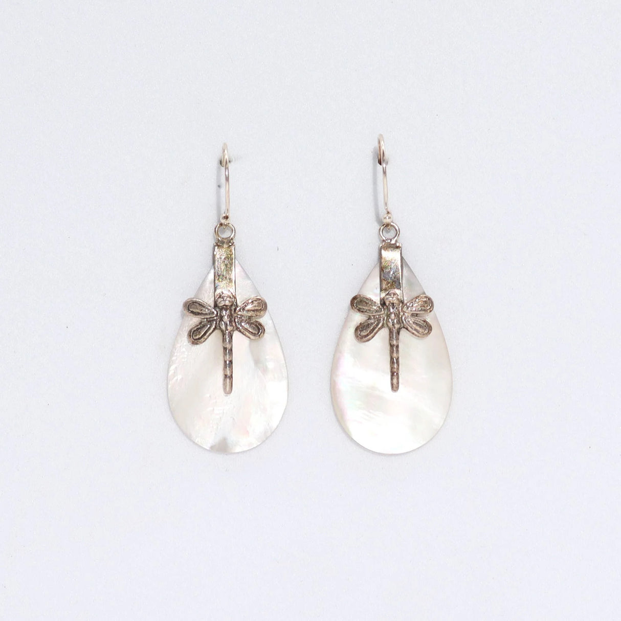 Shell & Silver Earrings - Dragonflies - MOP