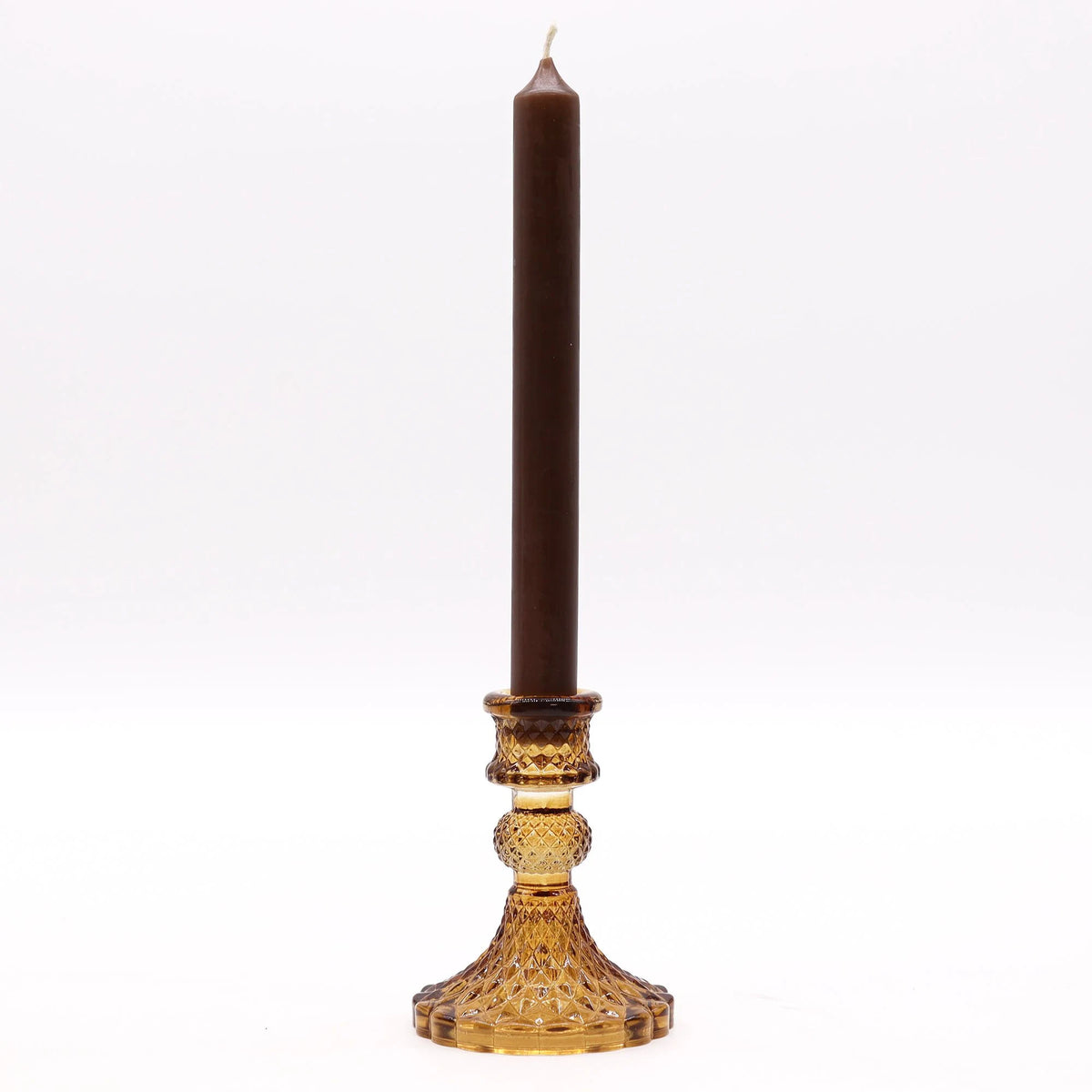 Vintage Dinner Candle Holder - Antique Amber