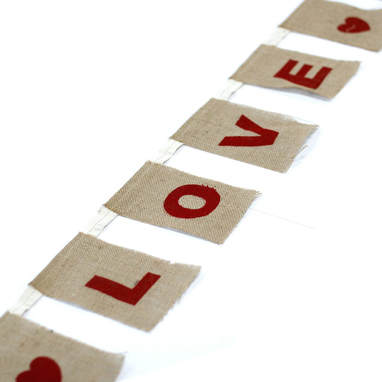 Natural Bunting I LOVE YOU (large with hearts)