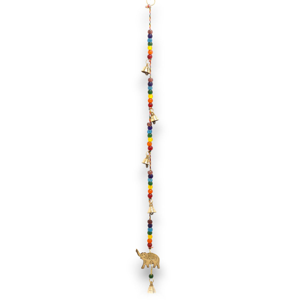 Indian Chimes - Brass Elephant with Chakra Beads String Bells 53cm