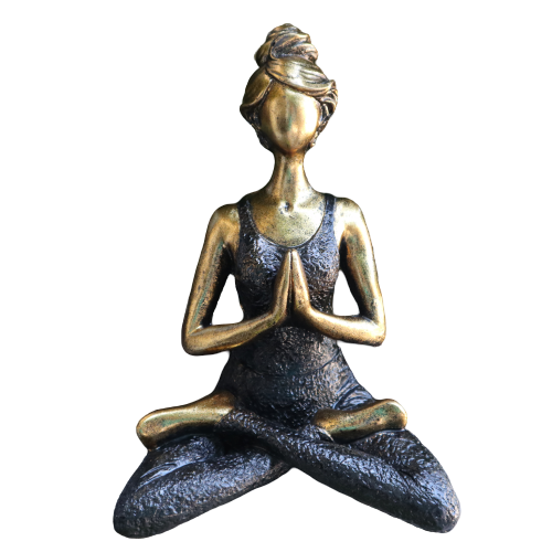 Yoga Lady Figure - Bronze & Black 24cm