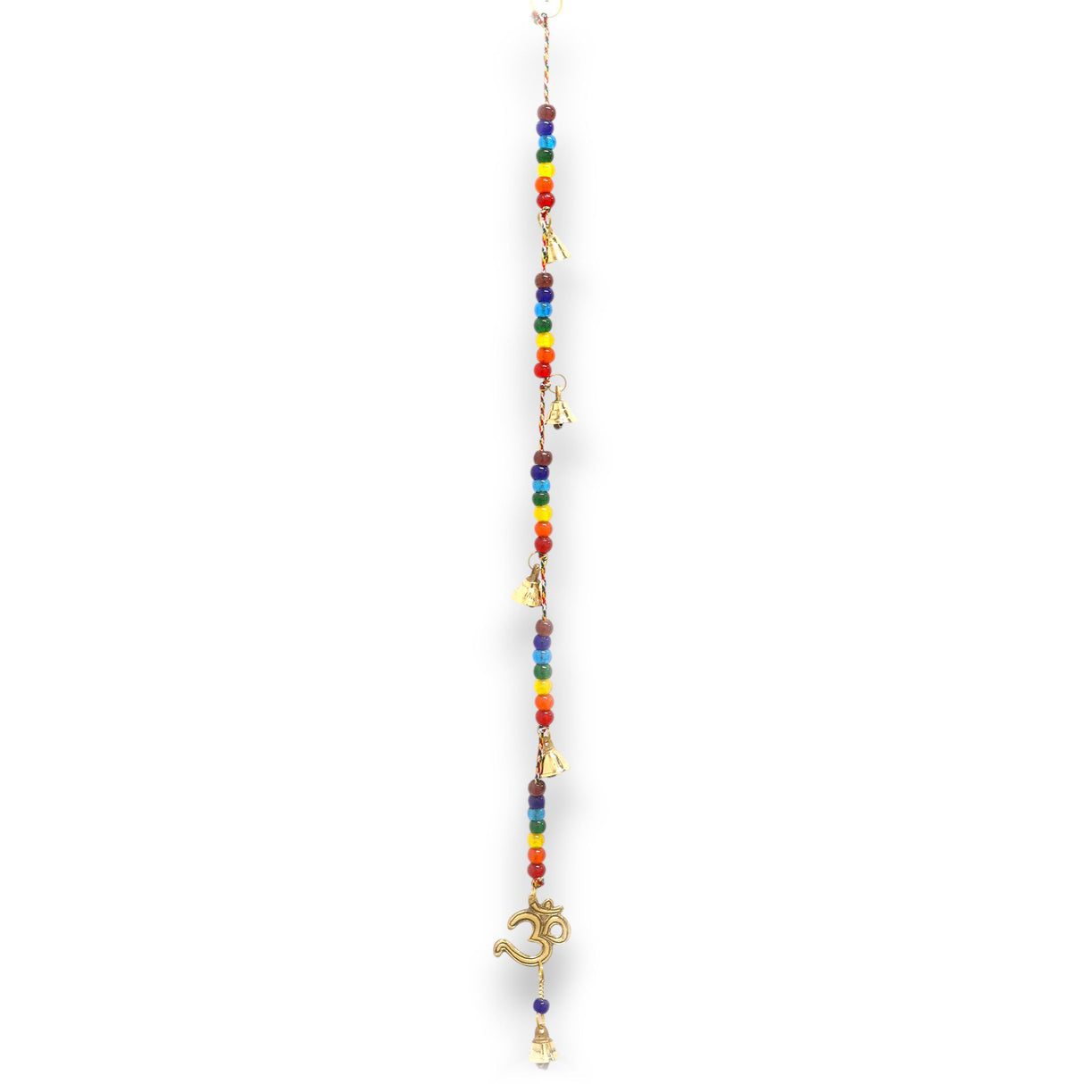 Indian Chimes - Brass OM with Chakra Beads String Bells 53cm