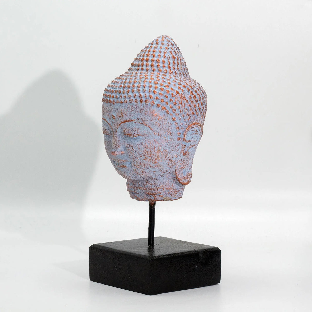Stillness Buddha Head on Stand - Blue Copper