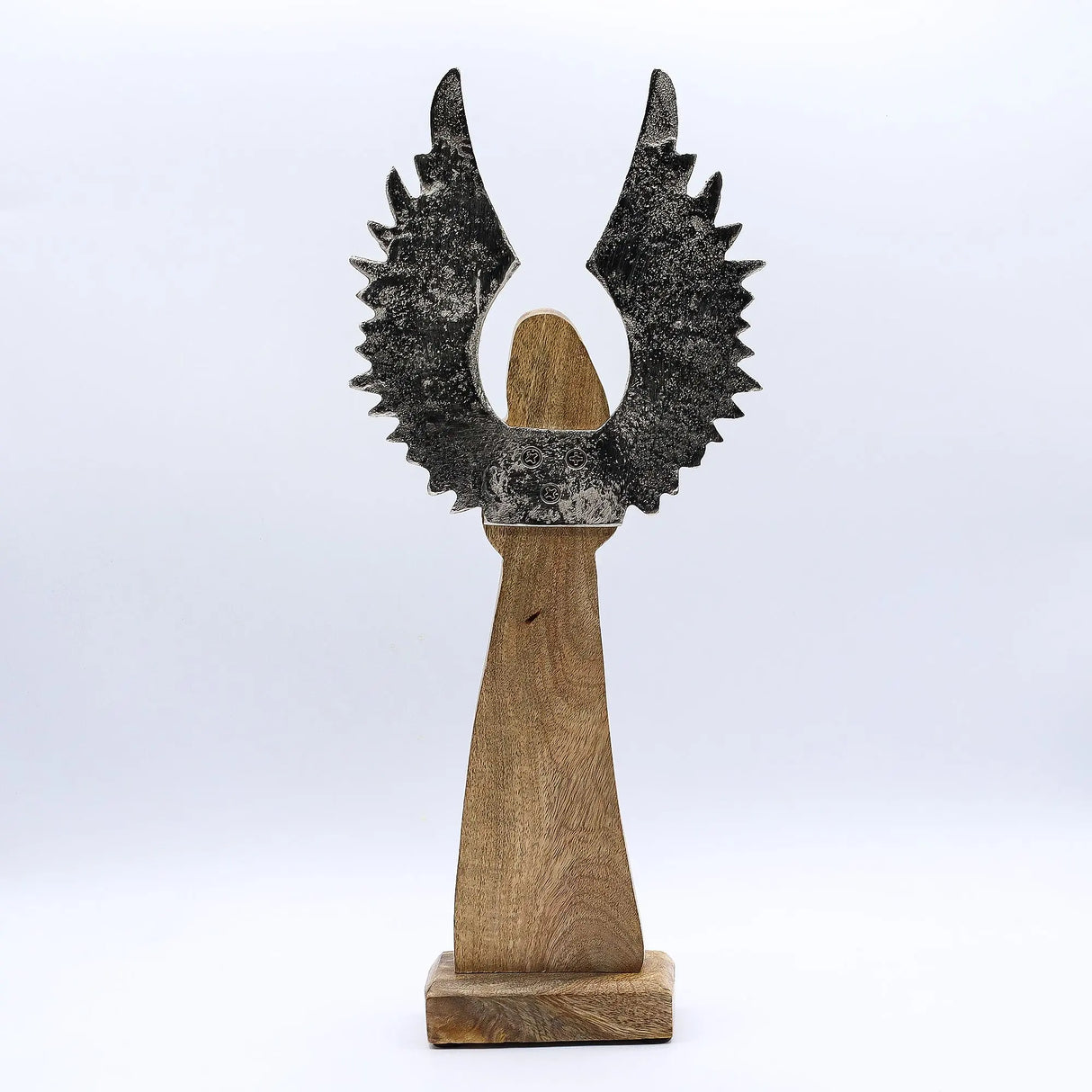 Large Mango Wood Gardian Angel Metal Wings & Enamel Detail