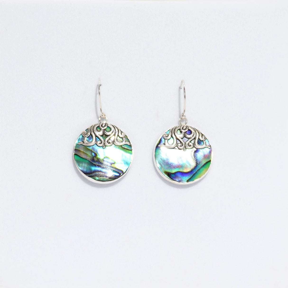 Shell & Silver Earrings - Classic Disc - Abalone