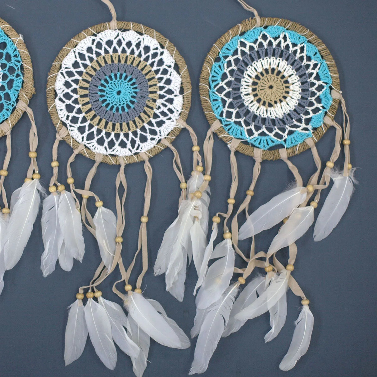 Pastel Blue Macram Dream Catcher 16cm (asst colours)