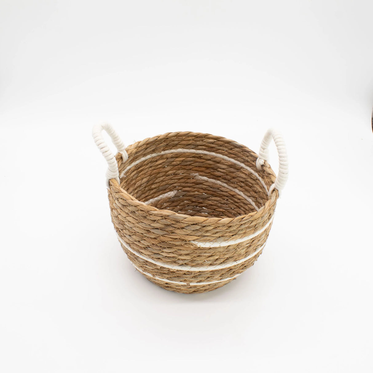 Cotton & Seagrass Large Baskets Natural Stripes Set of 3