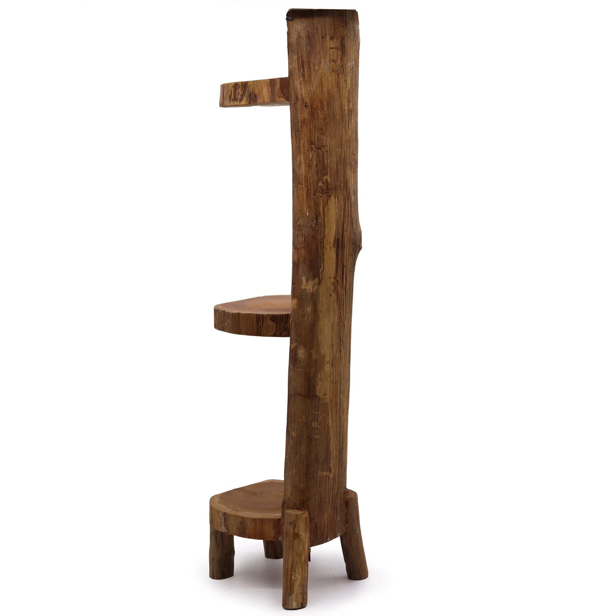 Natural Teak Log Shelve Display 3 Shelves 100cm high