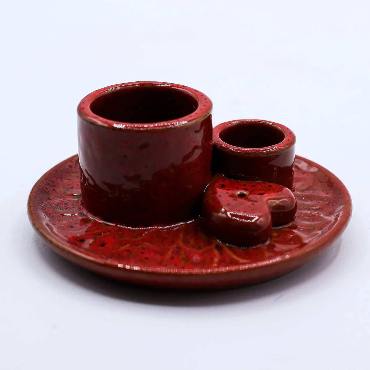 Palo Santo Stick & Smudge Holder - Mandala - Red with Heart Gloss