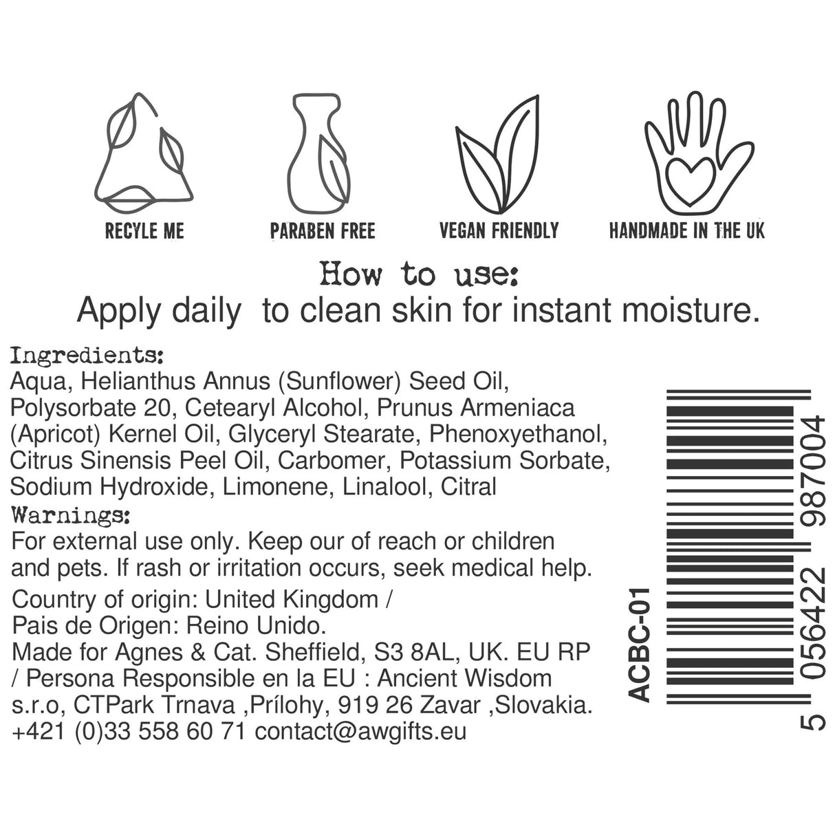 Agnes + Cat Hand & Body Cream - Clementine