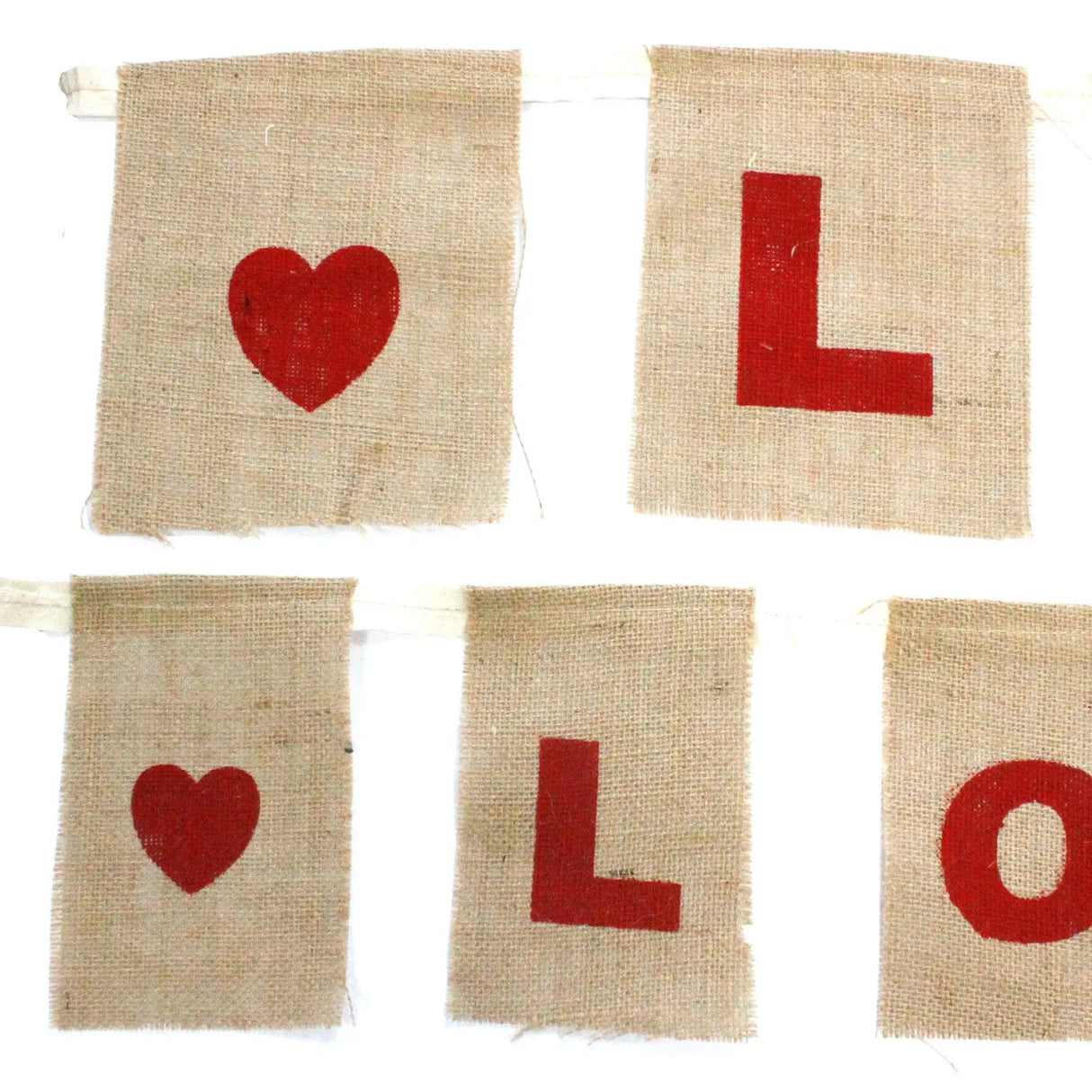 Natural Bunting I LOVE YOU (large with hearts)