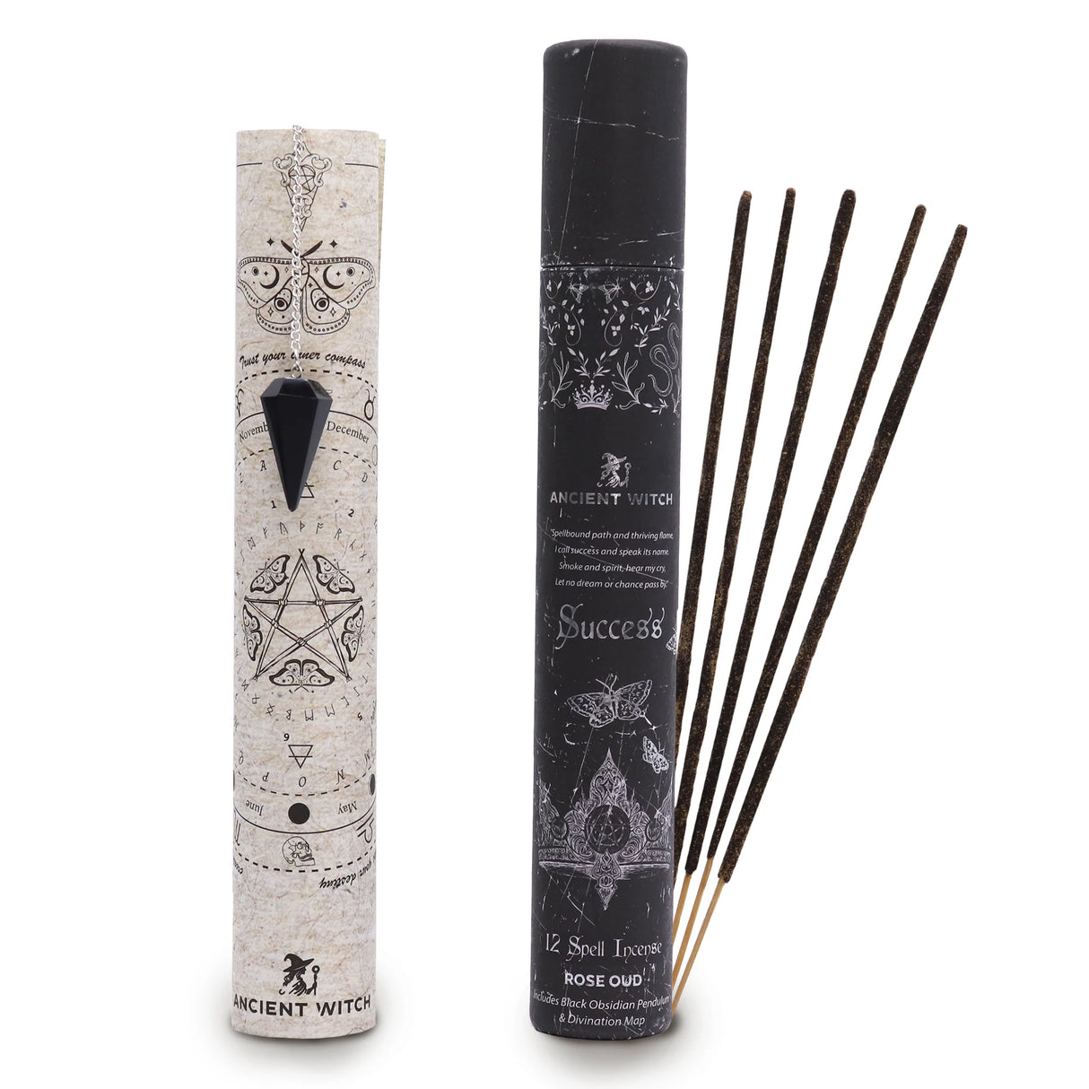 Ancient Witch Spell Incense - Success - Black Obsidian Pendulum