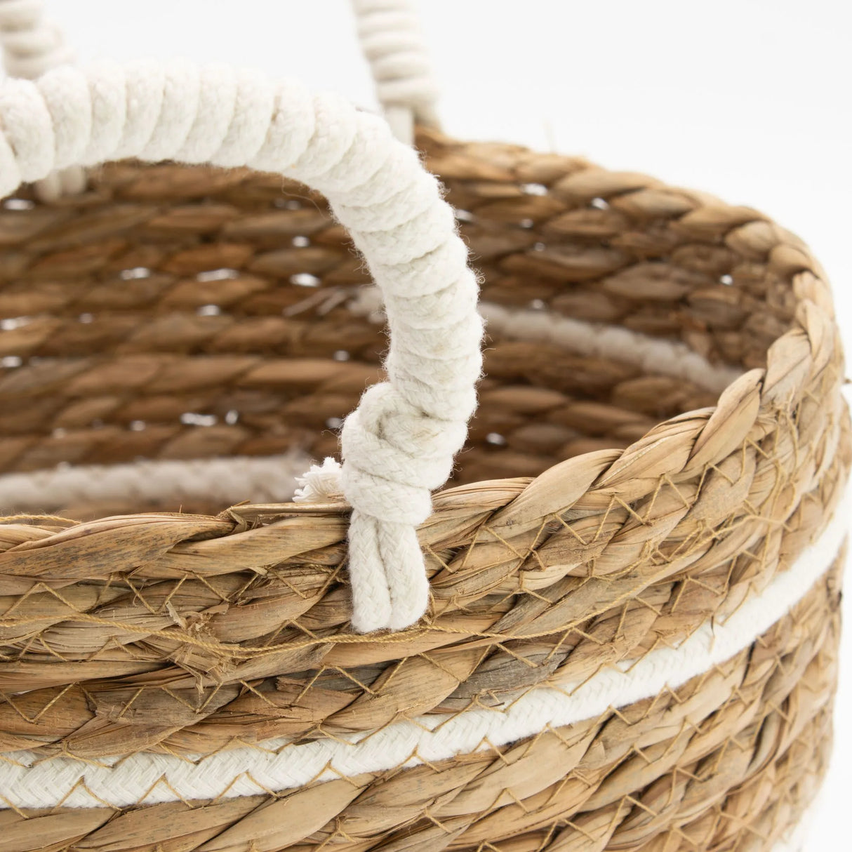 Cotton & Seagrass Large Baskets Natural Stripes Set of 3