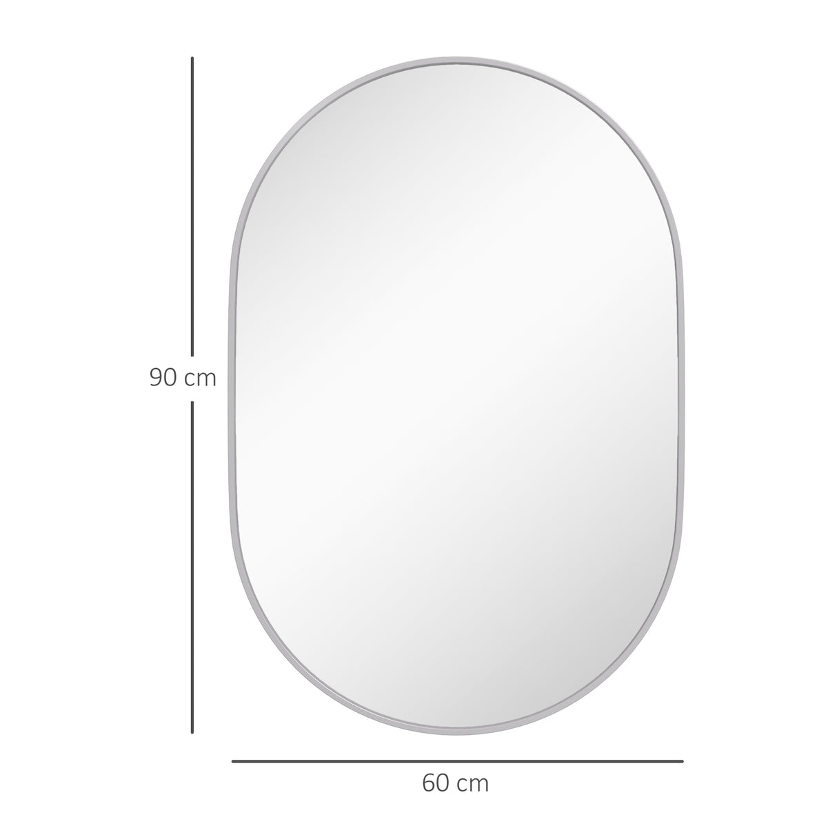 HOMCOM 60cm Round Tempered Glass Bathroom Mirror - Silver Tone