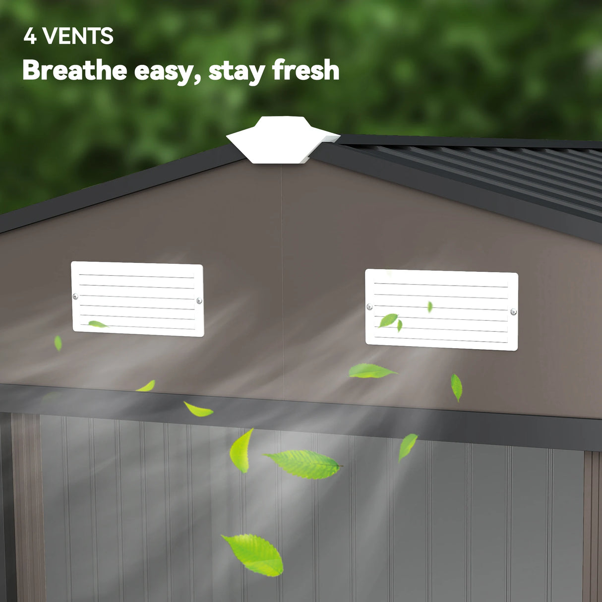 Outsunny 9 x 6ft Metal Garden Shed, Outdoor Storage Tool House with Ventilation Slots, Foundation Kit and Lockable Double Doors, Brown