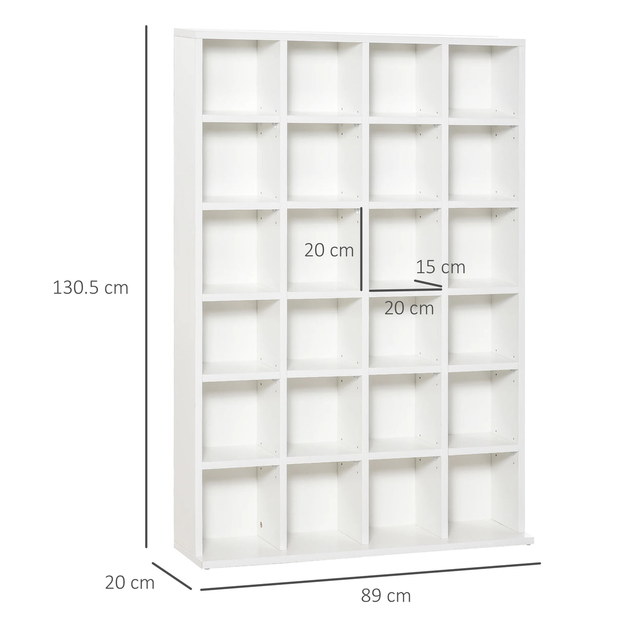 HOMCOM CD Storage Unit with Adjustable Shelves, 89 x 130.5 cm, White