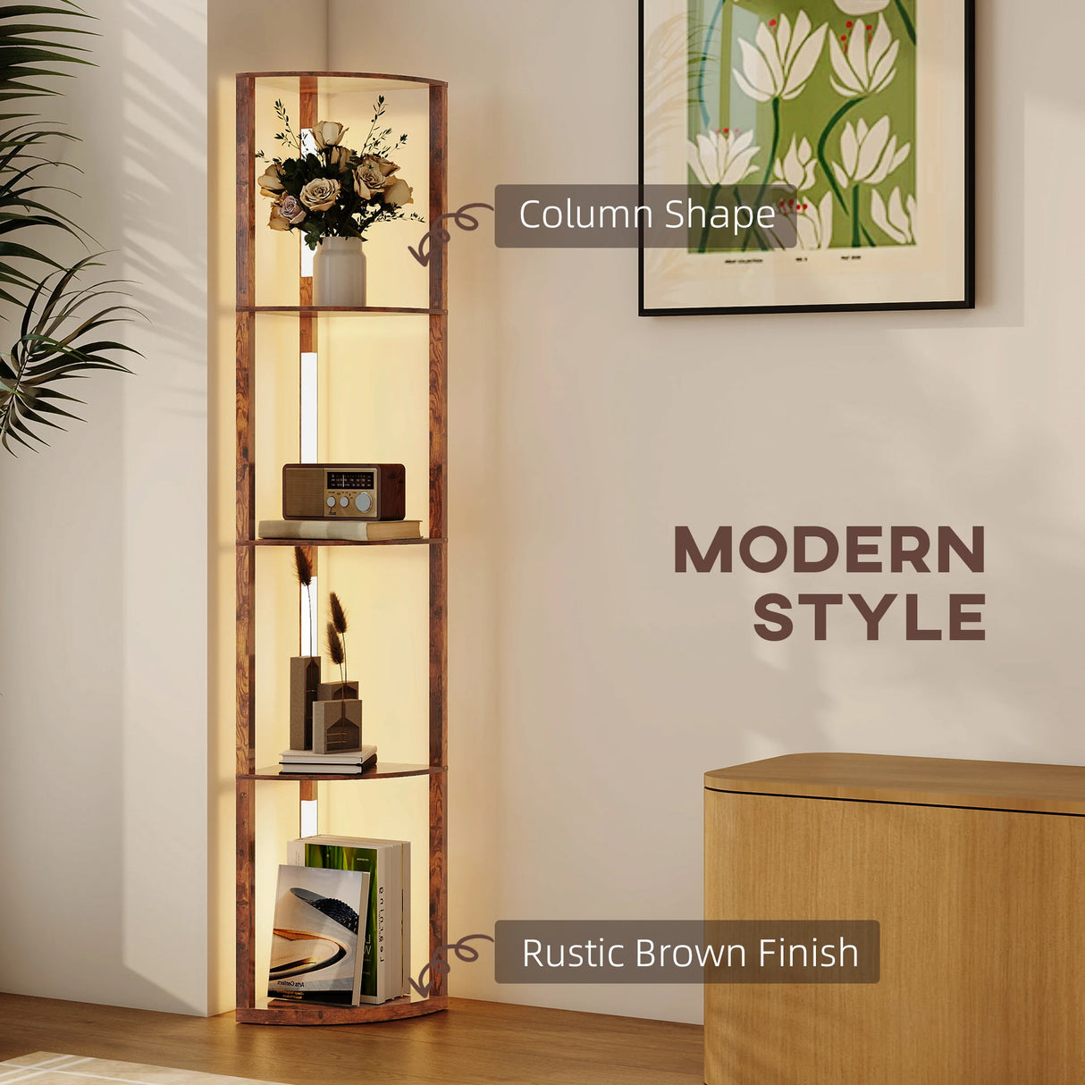 HOMCOM Three-Tier Corner Floor Lamp