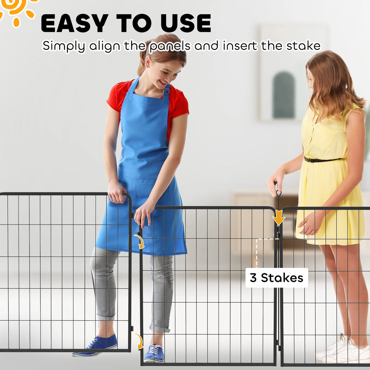 PawHut Two-Piece Dog Pen Expansion Pack for Medium Dogs, 80cm Tall Animal Pen with Three Connecting Stakes