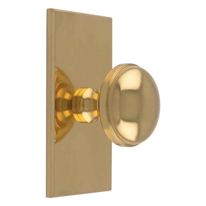 WARWICK KNOB ON RECTANGULAR BACKPLATE - POLISHED BRASS - SET