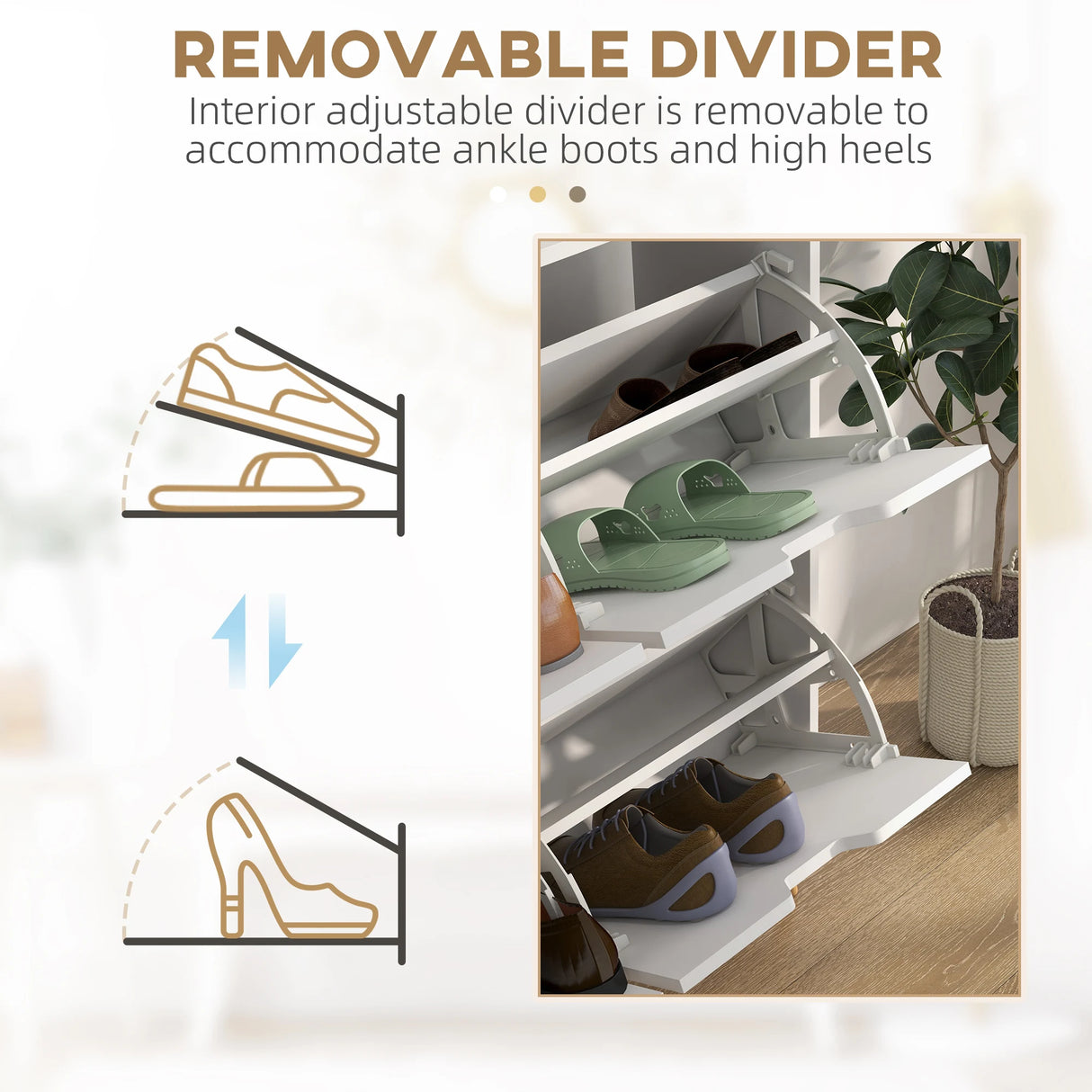 HOMCOM Shoe Storage Cabinet, 4 Flip Drawers, Shoe Organizer for 8-16 Pairs of Shoes, White