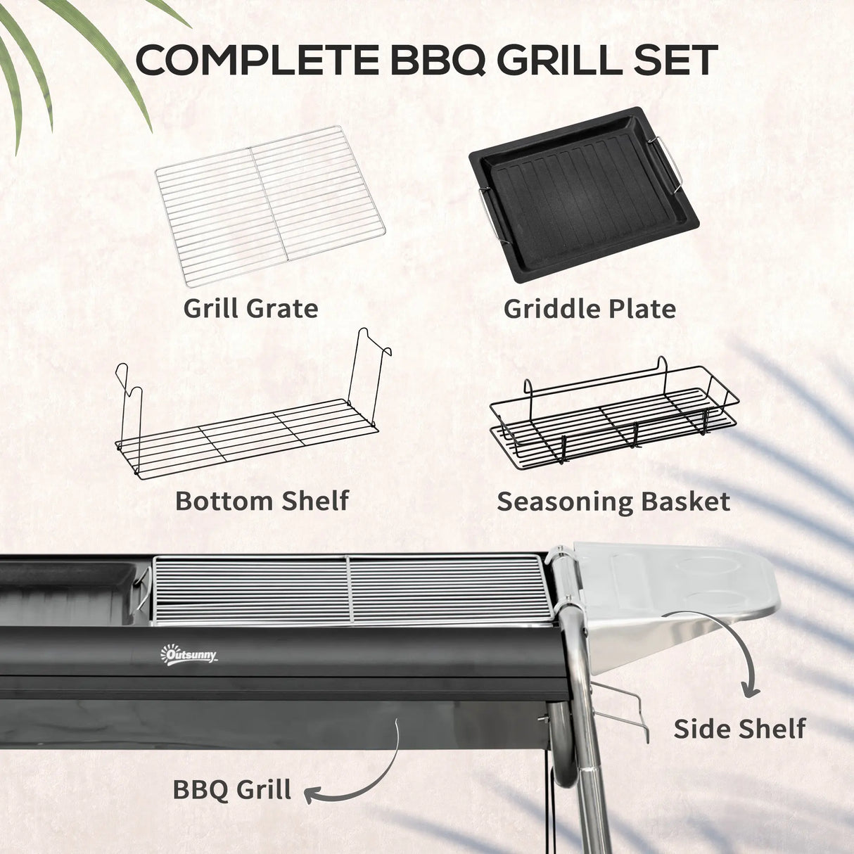 Outsunny Charcoal BBQ Grill - Black