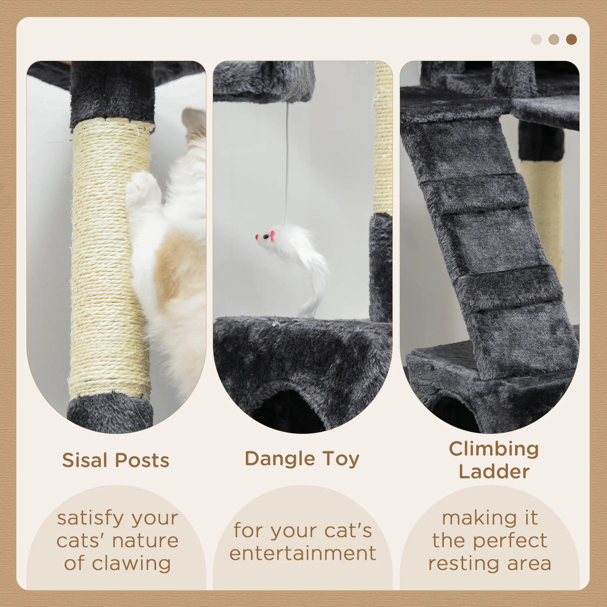 PawHut 173cm Cat Tree Scratching House, Activity Play Centre, Charcoal Grey