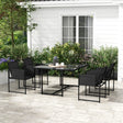 Outsunny 5 Piece Garden Dining Set with Breathable Mesh Seat, Adjustable Backrest, Tempered Glass Table Top for Patio, Black