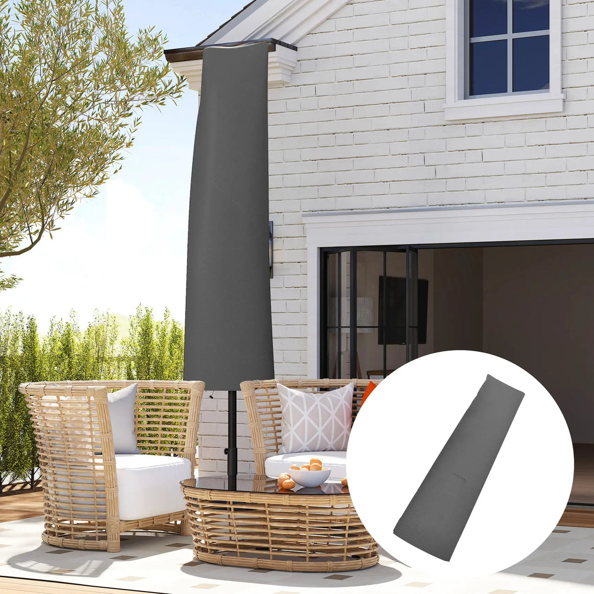 Outsunny Parasol Umbrella Cover - Grey