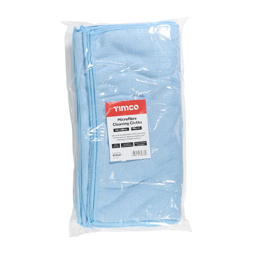 10 x TIMCO Lint Free Highly Absorbent Microfibre Cleaning Cloths for Polishing, Washing, Waxing and Dusting Pack 10