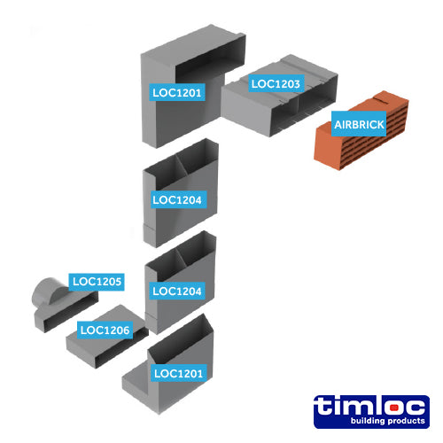 20 x Timloc Underfloor Vent Vertical Extension - + 150mm