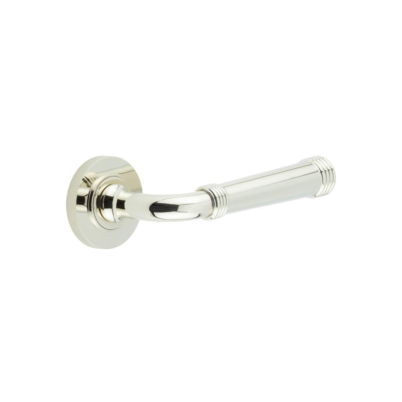 Highgate Door Handles Knurled Rose Polished Nickel