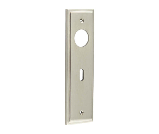 Burlington II Lever Plate Choices Lock Satin Nickel