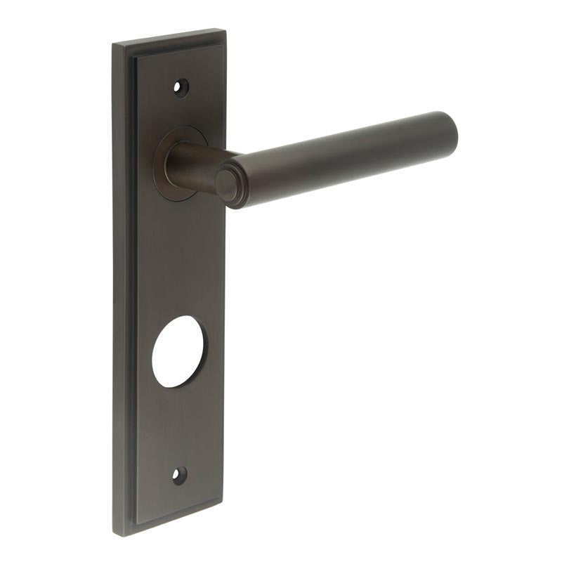 Richmond Door Handle Din Bathroom Backplate Dark Bronze
